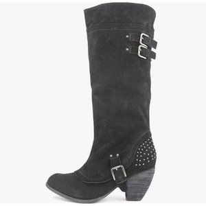 Naughty Monkey Women's Global Tall Grey Leather Suede Boots  Women's Size 10